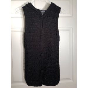 LouLou Black Knit Sweater Vest w/ Hood